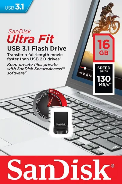 MEMORIE USB 3.1 SANDISK 16 GB, profil mic, carcasa plastic, negru, "SDCZ430-016G-G46" (timbru verde 0.03 lei)